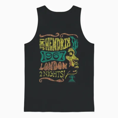 Jimi Hendrix 1967 London Concert Vintage Band Unisex Tank Top - Black
