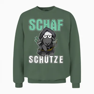 Sheep Archer Archery Word Game T-Shirt, Black Unisex Sweatshirt - Military Green