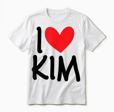 I Love Kim Personalised Name Girl Woman Bff Friend Heart Unisex T-Shirt - White