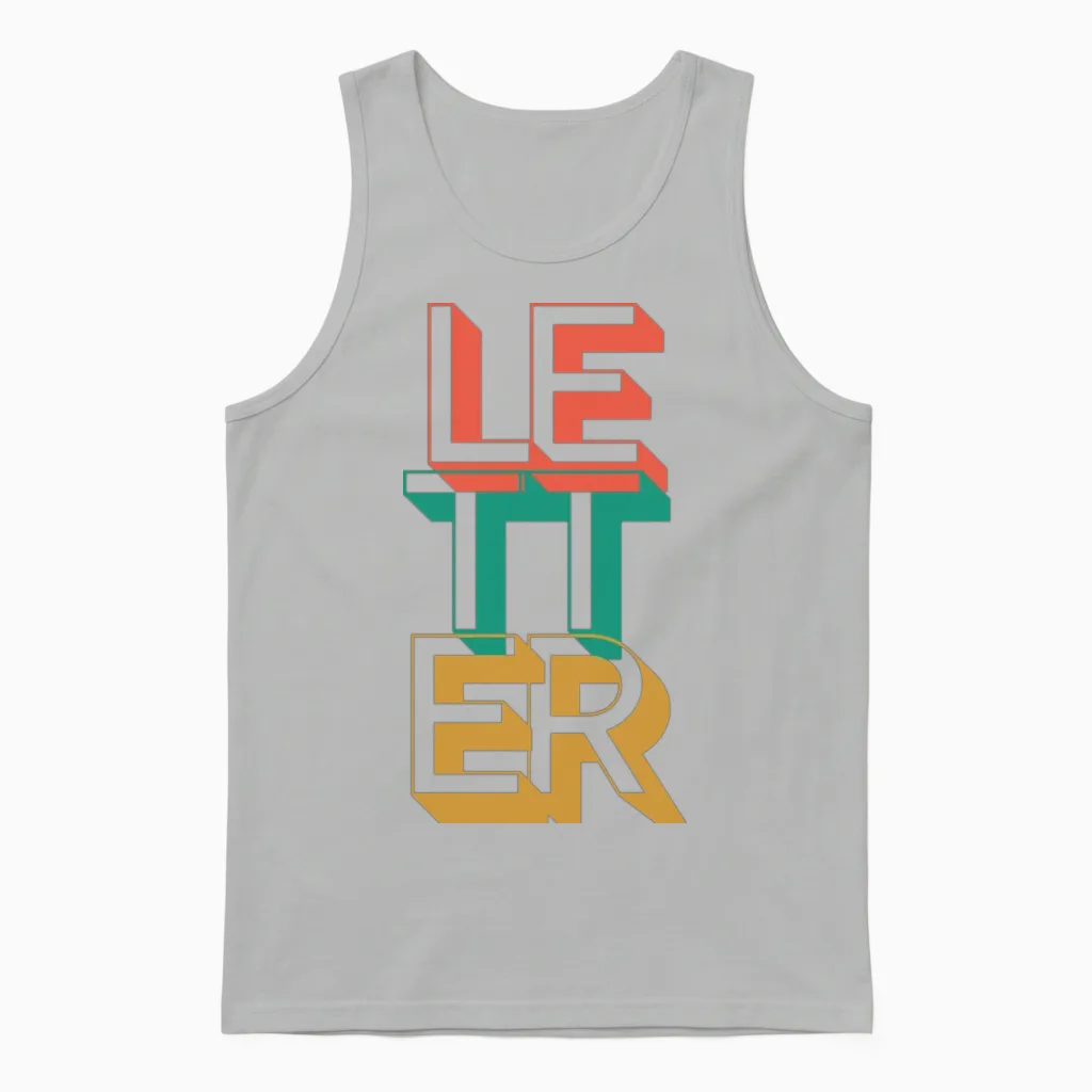 Retro Letter Unisex Tank Top in Ash