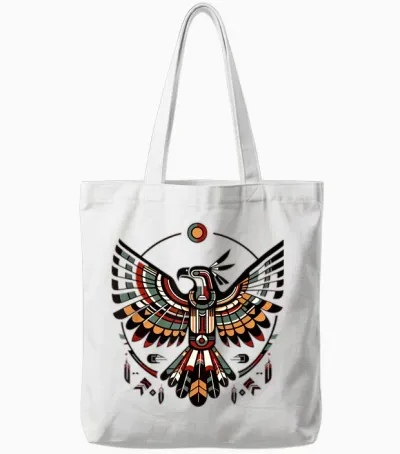 Thunderbird Native American Tribal Art Tote Bags - White