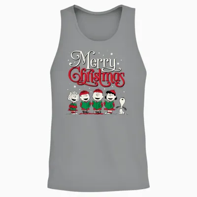 Peanuts - Snoopy Charlie Linus Sally Merry Christmas Choir Unisex Tank Top - Sport Grey