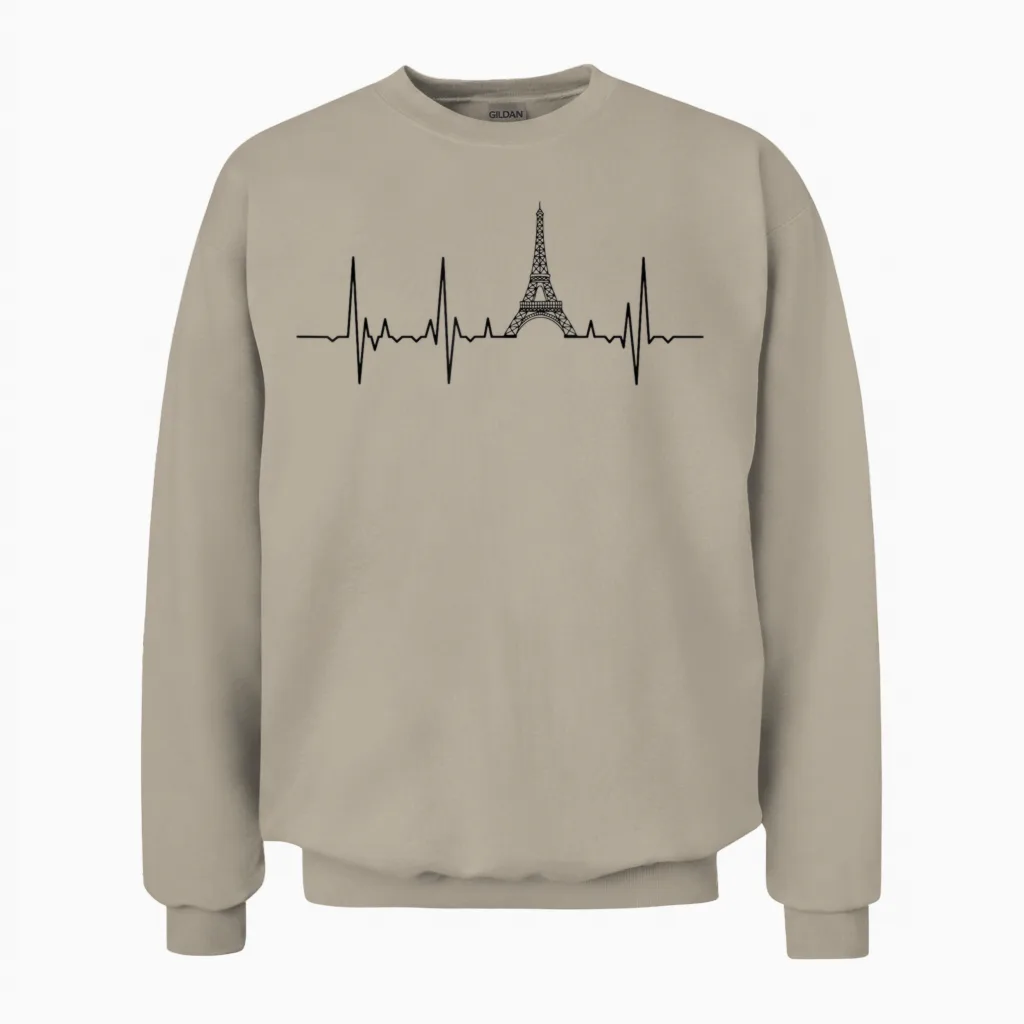 Eiffelturm Herzschlag Paris Herzklopfen Frankreich Unisex Sweatshirt in Sand