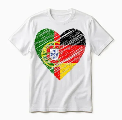 Portugal Deutschland Herz Deutschland Flagge Portugiesische Flagge Herz Unisex T-Shirt - White
