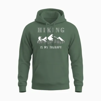 Hiking Is My Therapy Unisex Hoodie - Military Green