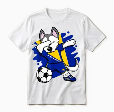 Dabbing Husky Bosnien Herzegowina Fußballfans Trikot Fußball Unisex T-Shirt - White