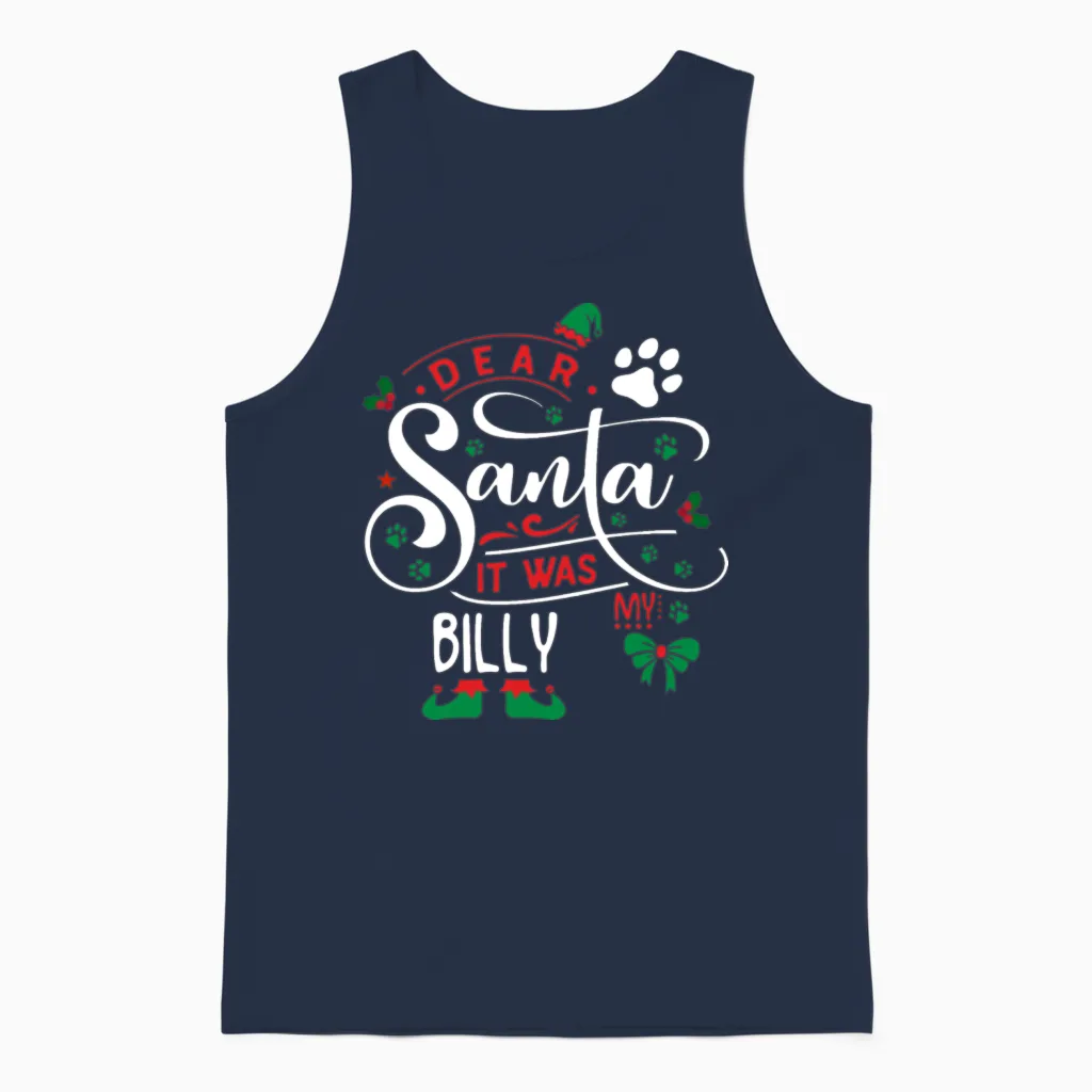 Billy Dog Christmas Dog Breed Unisex Tank Top in Navy