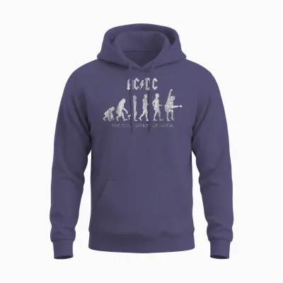 Officiel Ac/dc Evolution of Rock Artwork Acdc Rock Unisex Hoodie - Heather Sport Dark Navy