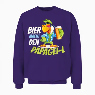 Bier Macht Den Papagei-L Lustiger Papageien Sommer Spruch Unisex Sweatshirt - Purple