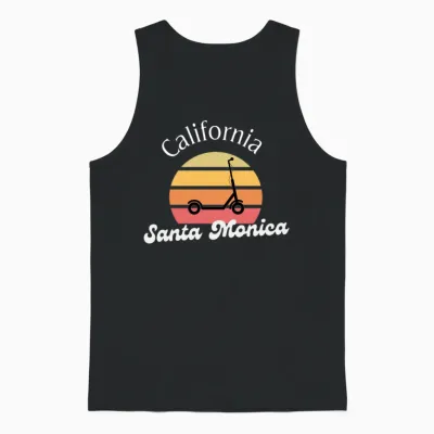 Santa Monica California Retro Unisex Tank Top - Black