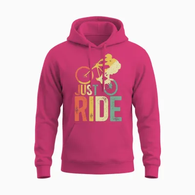 Mountain Biking Just Ride Unisex Hoodie - Heliconia