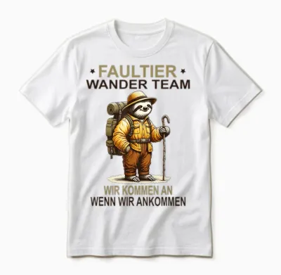 Lustiges Faultier Wander Team Wir Kommen an Wanderteam Unisex T-Shirt - White