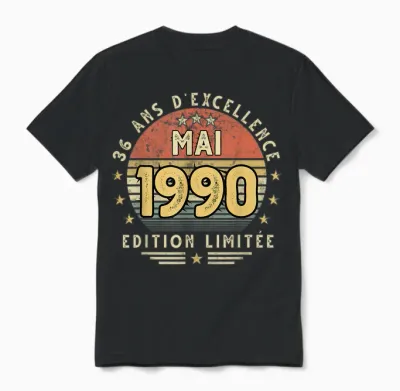 Mai 1990 Cadeau Anniversaire Mai 1990 36 Ans Homme Femme Unisex T-Shirt - Black