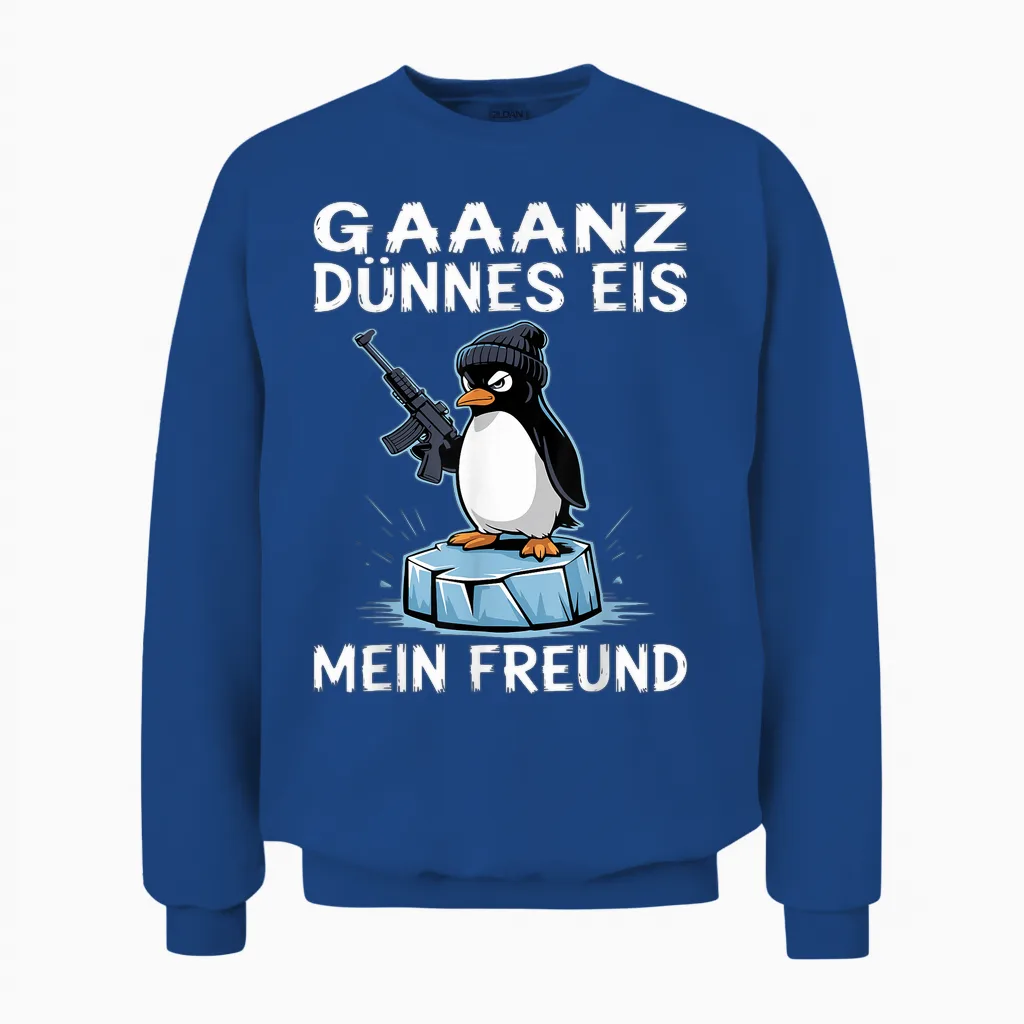 Pinguin Ganz Dünnes Eis Unisex Sweatshirt in Royal