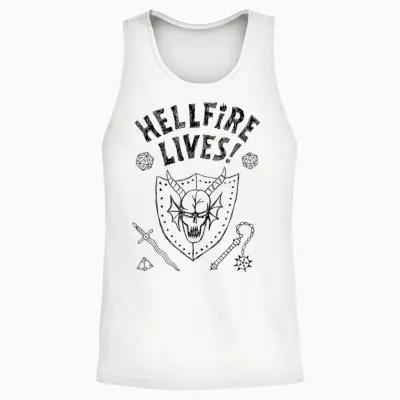 Stranger Things Hellfire Lives! Unisex Tank Top - White