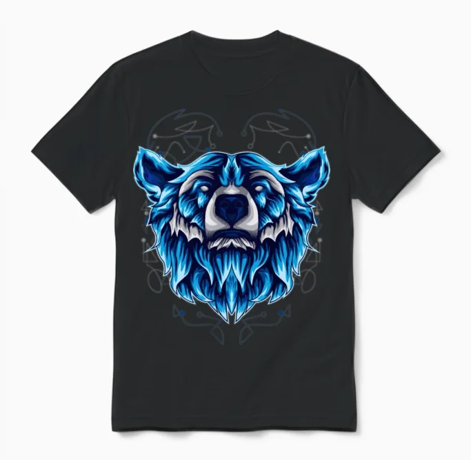 Bear Head Vintage Retro Wildlife Gift Unisex T-Shirt - Black