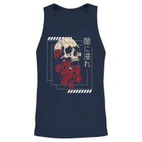 Skull Grunge Aesthetic Roses Japanese Gothic Soft Unisex Tank Top - Navy – 2