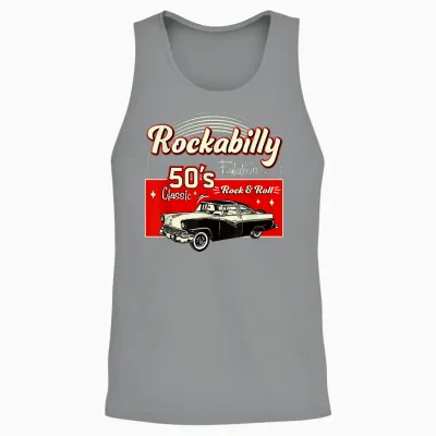 Rockabilly Style Hop Fifties Doo Wop Music Gifts T-Shirt, Black, S Unisex Tank Top - Sport Grey