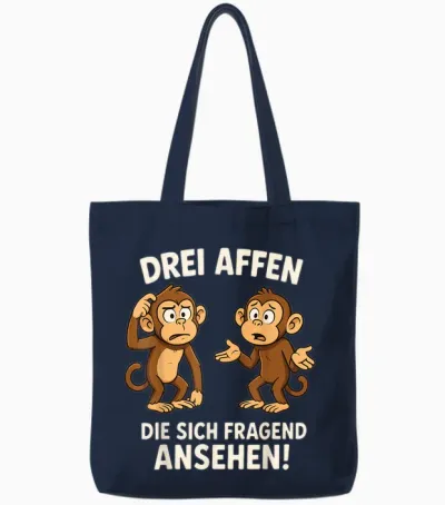 Drei Affen Die Sich Fragend Ansehen Sarkasmus Ironisches Tote Bags - Navy