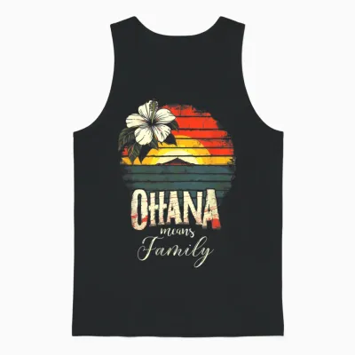 Ohana Means Family Hawaii Sommer Palmen Beach Unisex Tank Top - Black