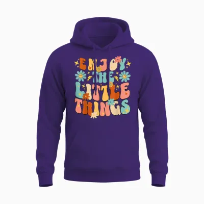 Genießen Sie the Little Things Positive Sprüche Groovy Retro Damen Unisex Hoodie - Purple