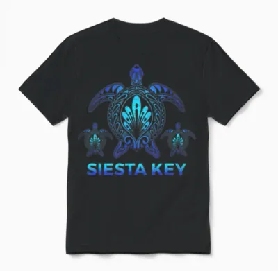 Siesta Key Florida Fl Ocean Blue Turtle Souvenirs Unisex T-Shirt - Black