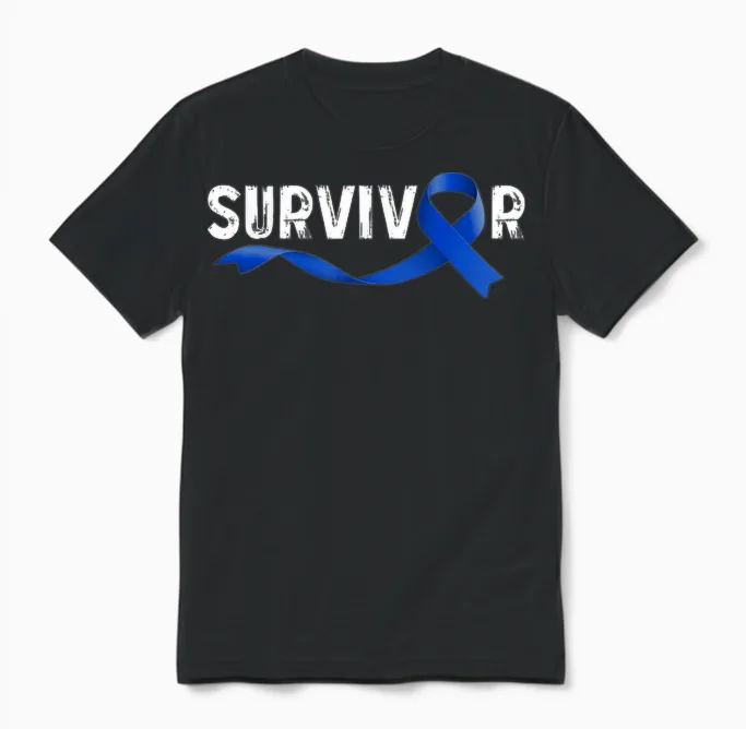 Survivor Colon Cancer Month Support Ruban Bleu Unisex T-Shirt in Black