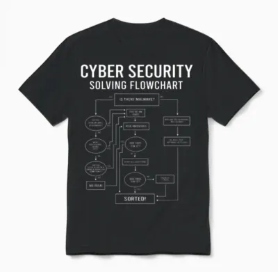 Cyber Security Flow Chart Unisex T-Shirt - Black