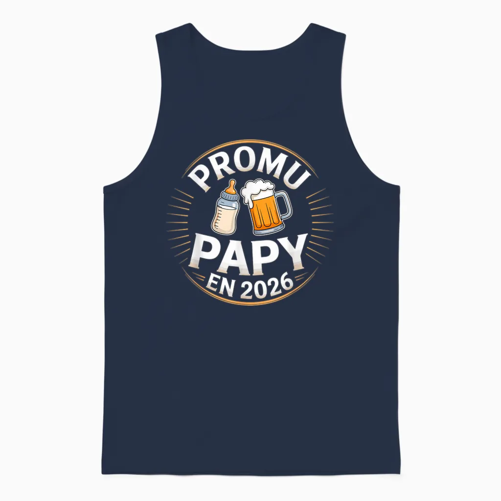 Promoted Grandpa 2026 Idea Announcement Future Grandfather in Progress Unisex Tank Top in Navy