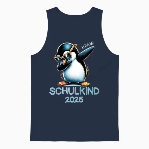 Children's School Child 2025 1st Class School Trees Penguin Dabbing Unisex Tank Top in Navy