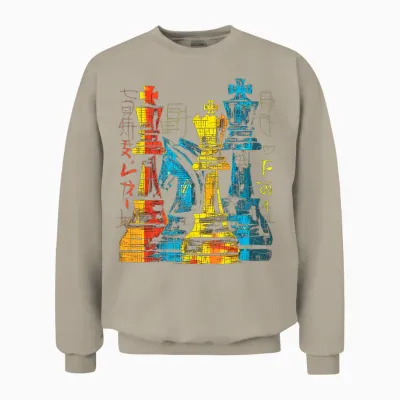 Schachtext Grafisches Motiv Bunte Kunst Schach Unisex Sweatshirt - Sand