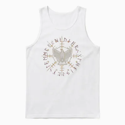 Helm of Awe Eagle Moon Phase Unisex Tank Top - White