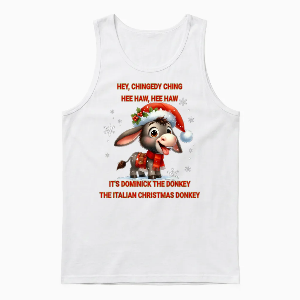 Funny Christmas Italian Christmas Donkey Dominick the Donkey Unisex Tank Top in White
