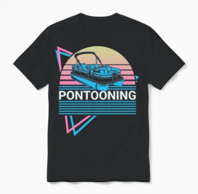 Pontooning Poonton Boat Retro Unisex T-Shirt - Black