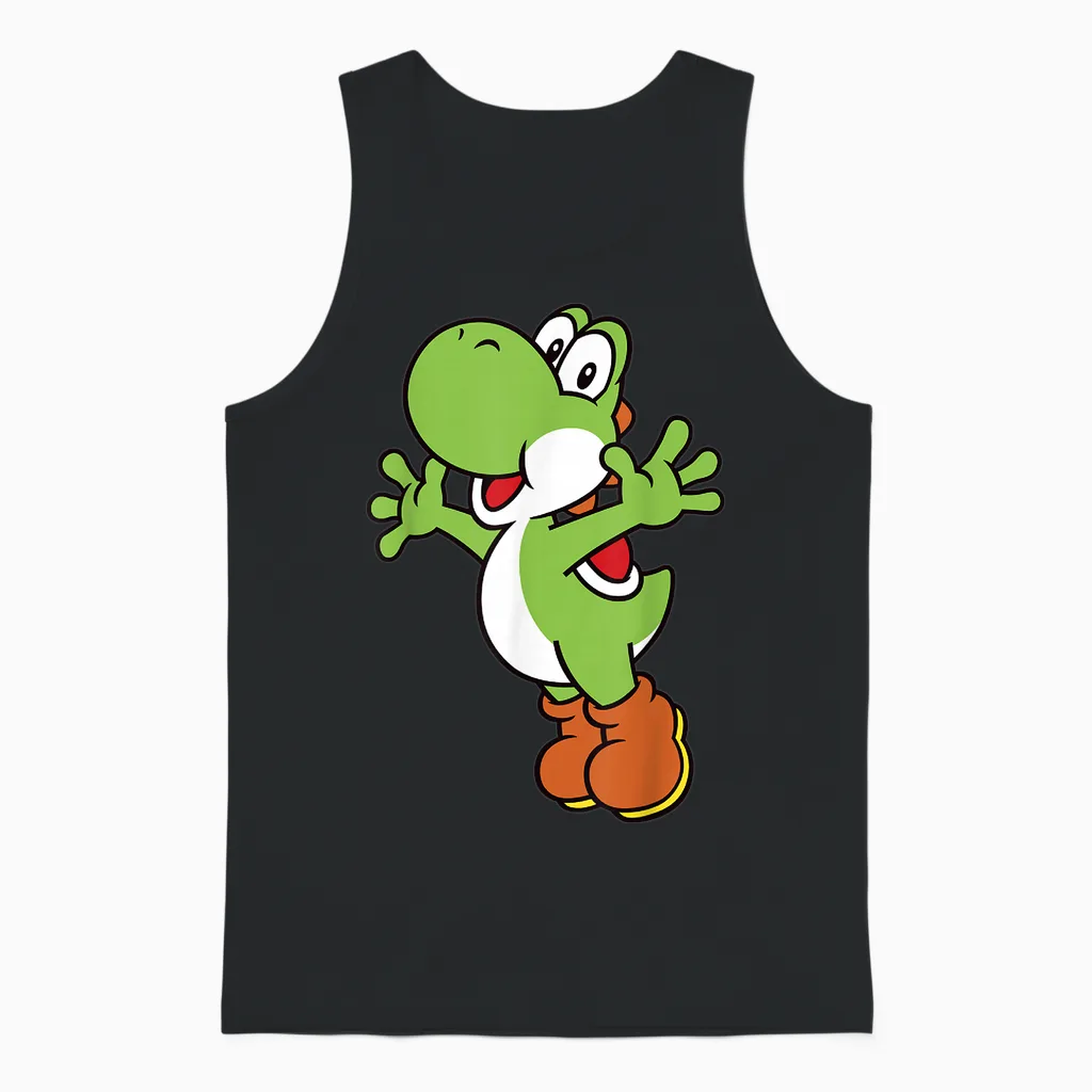Super Mario Yoshi Classic Jump Portrait Unisex Tank Top in Black