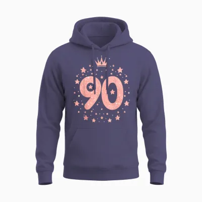 90 Couronne Rose 90 Ans Happy 90th Birthday Fille Femme Unisex Hoodie - Heather Sport Dark Navy