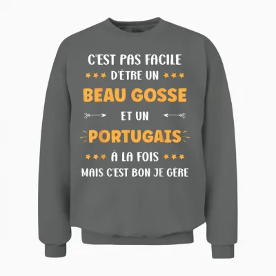 Origin Portugal Super Portuguese Handsome Kid Humor Portuguese T-Shirt, Black, S Unisex Sweatshirt - Graphite Heather