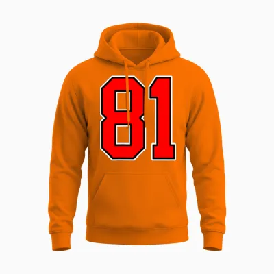 Numéro 81 Red College Sports Team Style Unisex Hoodie - Safety Orange