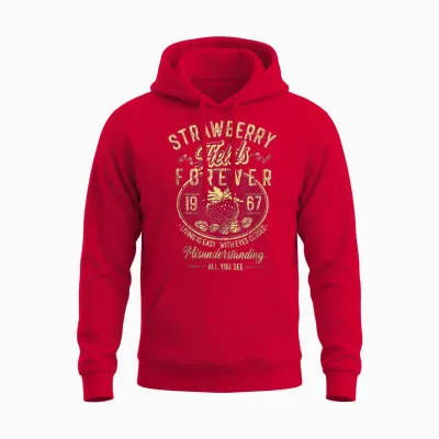 Is Easy with Eyes Closed Misunderstanding Strawberry Fields Forever Living, Retro Band T-Shirt, Small, Black Unisex Hoodie - Red