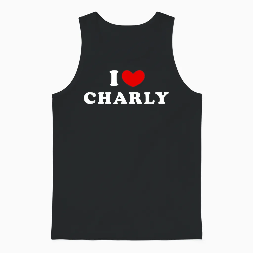 I Love Charly, I Love Charly T-Shirt, Black Unisex Tank Top in Black