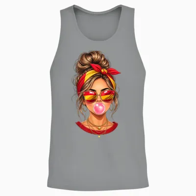 Spanisches Mädchen Messy Bun Bubblegum Spanien Flagge Reise Unisex Tank Top - Sport Grey