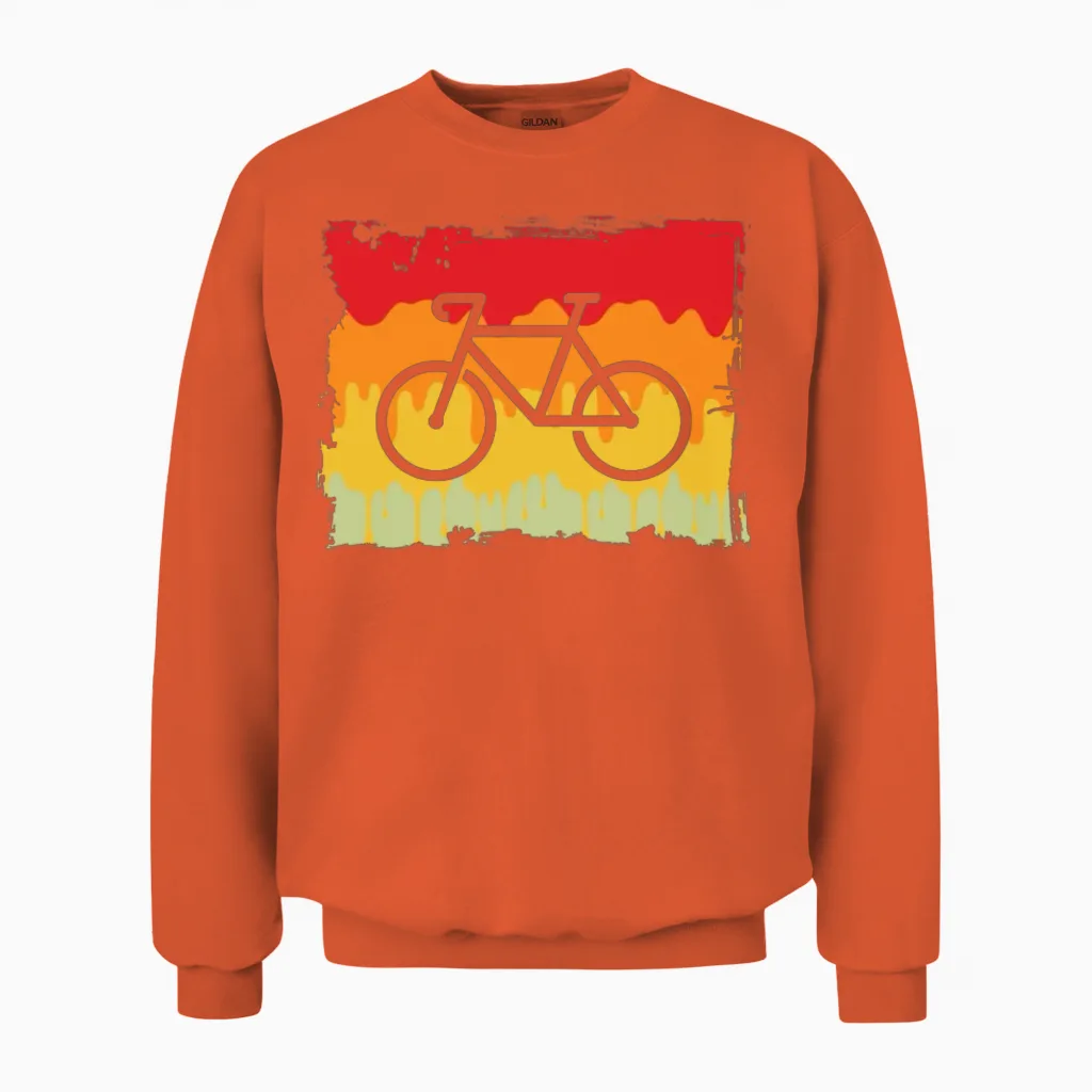 Cycling Retro Unisex Sweatshirt in Orange