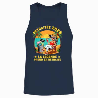 Retirement Retired Woman Leaving Collegue Work Humor Unisex Tank Top - Navy