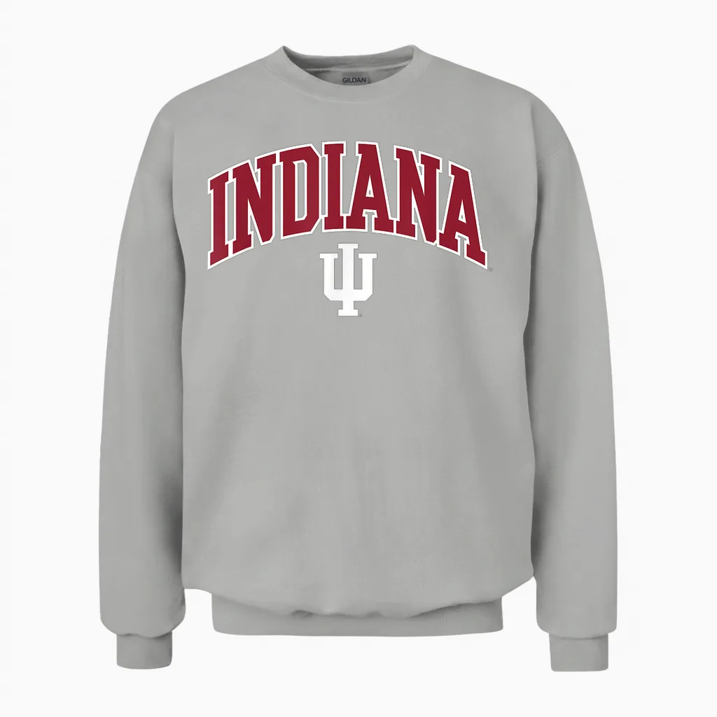 Indiana Hoosiers Arch Over Logo Officially Licensed Unisex Sweatshirt in Ash