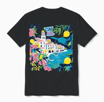Ciao Bella Italy Amalfi Coast Unisex T-Shirt - Black