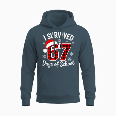 I Survived 67 Days of School Christmas Unisex Hoodie - Dark Heather