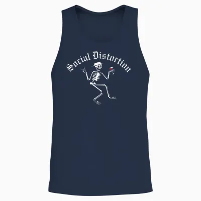 Official Social Distortion Skelly T-Shirt, Black Unisex Tank Top - Navy