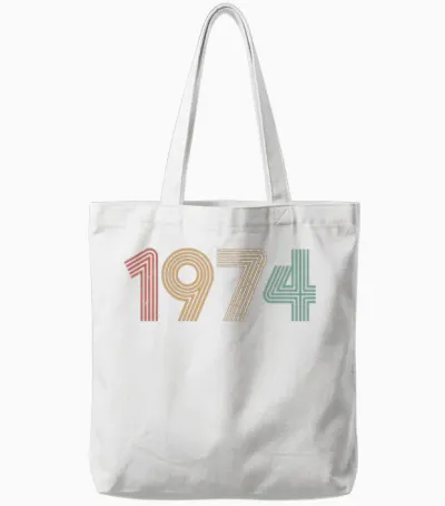 Vintage 1974, Birthday Tshirts Tote Bags - White