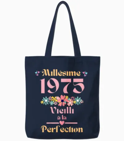49 Ans Femme 1975 Idée Cadeau Anniversaire Drôle Humour Mama T-Shirt, Black, Female X-Small Tote Bags - Navy