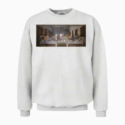 Pixel Art Version of the Last Supper Leonardo Da Vinci Unisex Sweatshirt - White